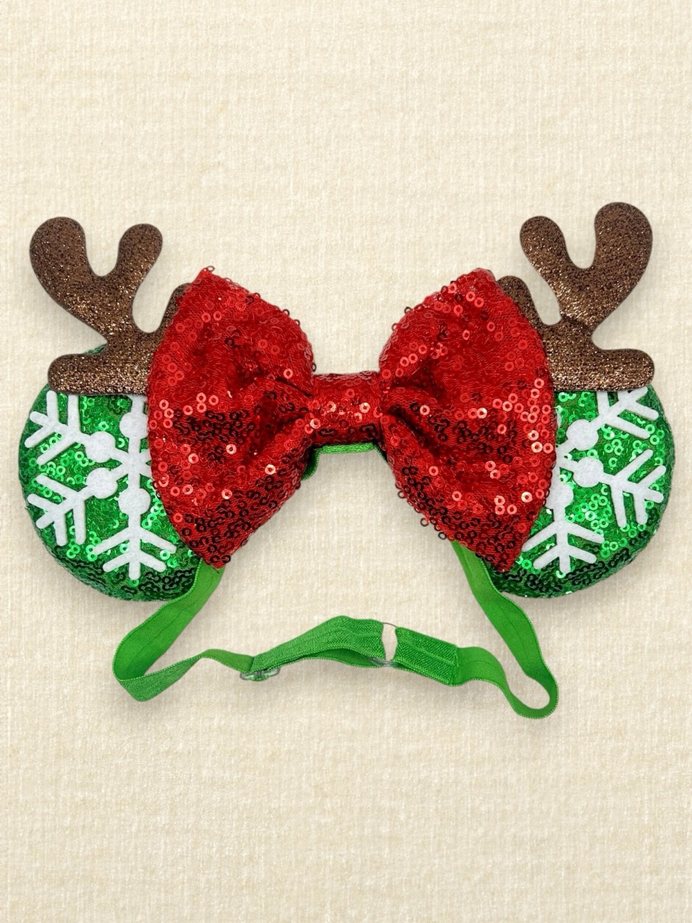 Elastic Reindeer Antler Minnie Ears | Disney-Inspired Christmas Mouse Ears